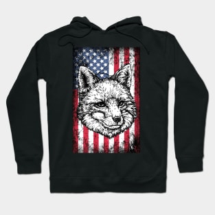 Patriotic Fox American Flag Hoodie